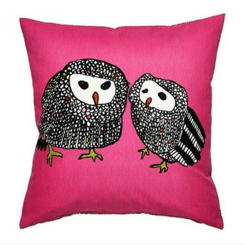 IKEA Gulorts Owl Pillow Case Pink Black White Pillow Case Only 20"x20"